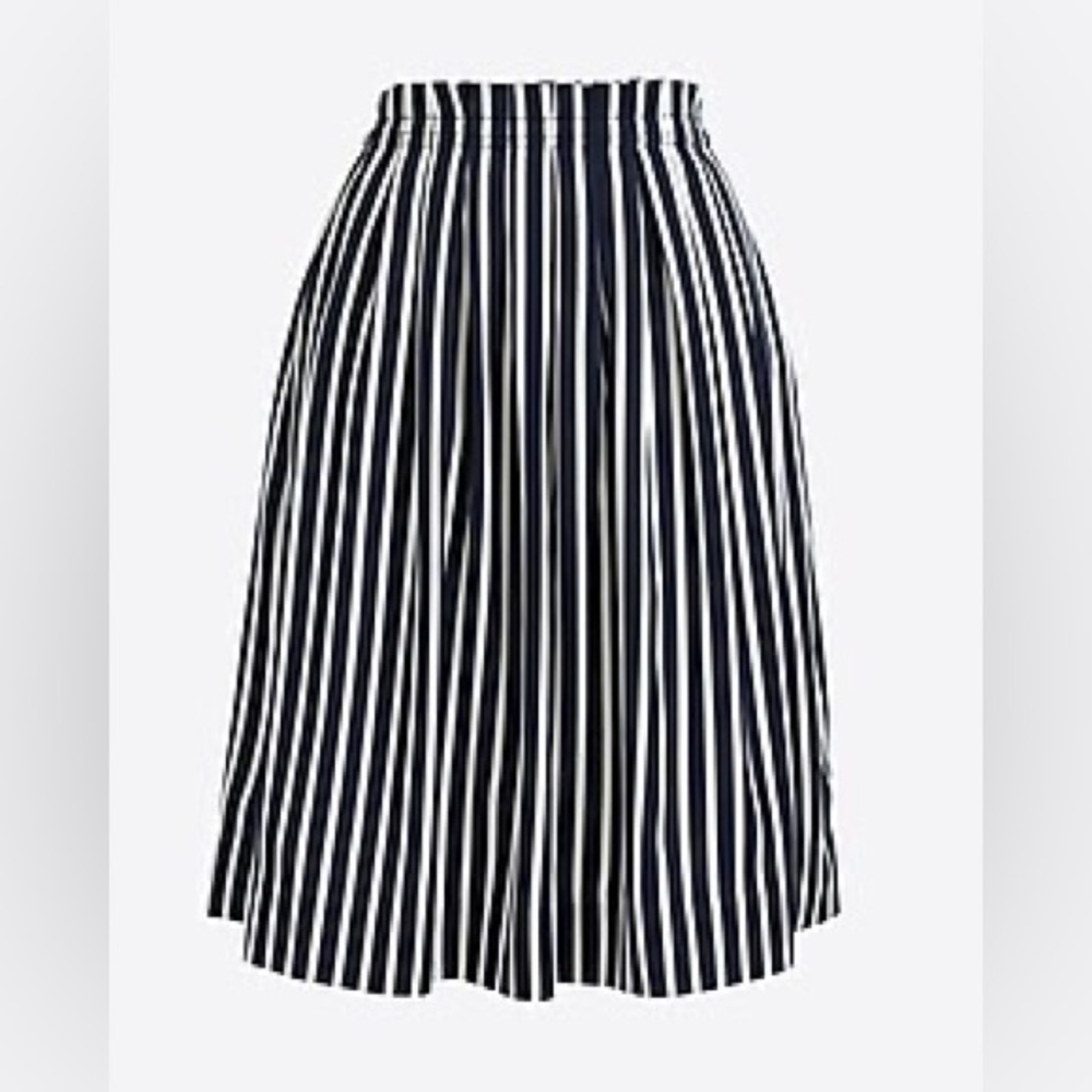 J. Crew Striped Pleated Midi Skirt Size 2